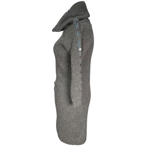Neiman Marcus 100% Cashmere Button Shoulder Sweater Dress Gray Small Luxurious - Picture 9 of 14